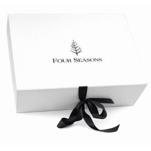 Four Seasons Hotels Luxury White Large Square Gift Box with Black Ribbon Tie